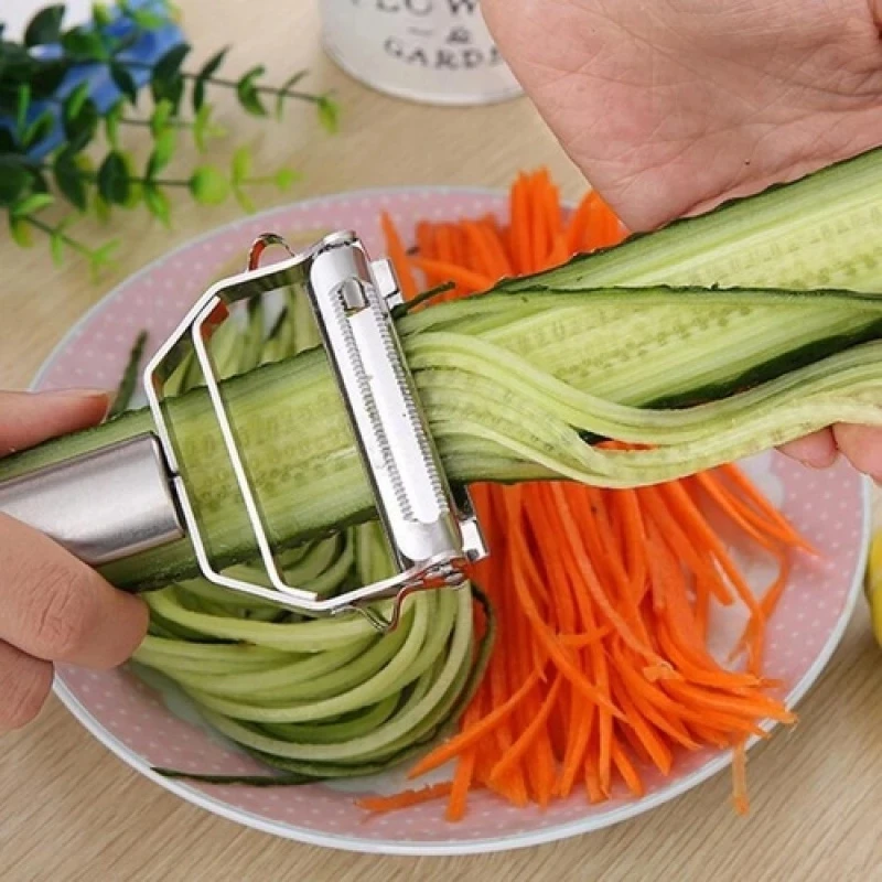 Фото Многофункциональная кухонная овощечистка из нержавеющей стали, терка для фруктов, овощей, картофеля, моркови, огурца, терка Julienne, прочная овощерезка №1
