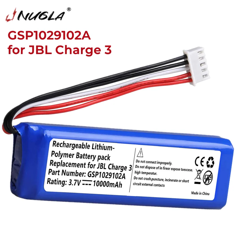 

1-5PC GSP1029102A 3.7V 10000mAh Rechargeable Lithium Battery For JBL Charge 3 Charge3 Bluetooth Player Audio Li-Polymer Batteria