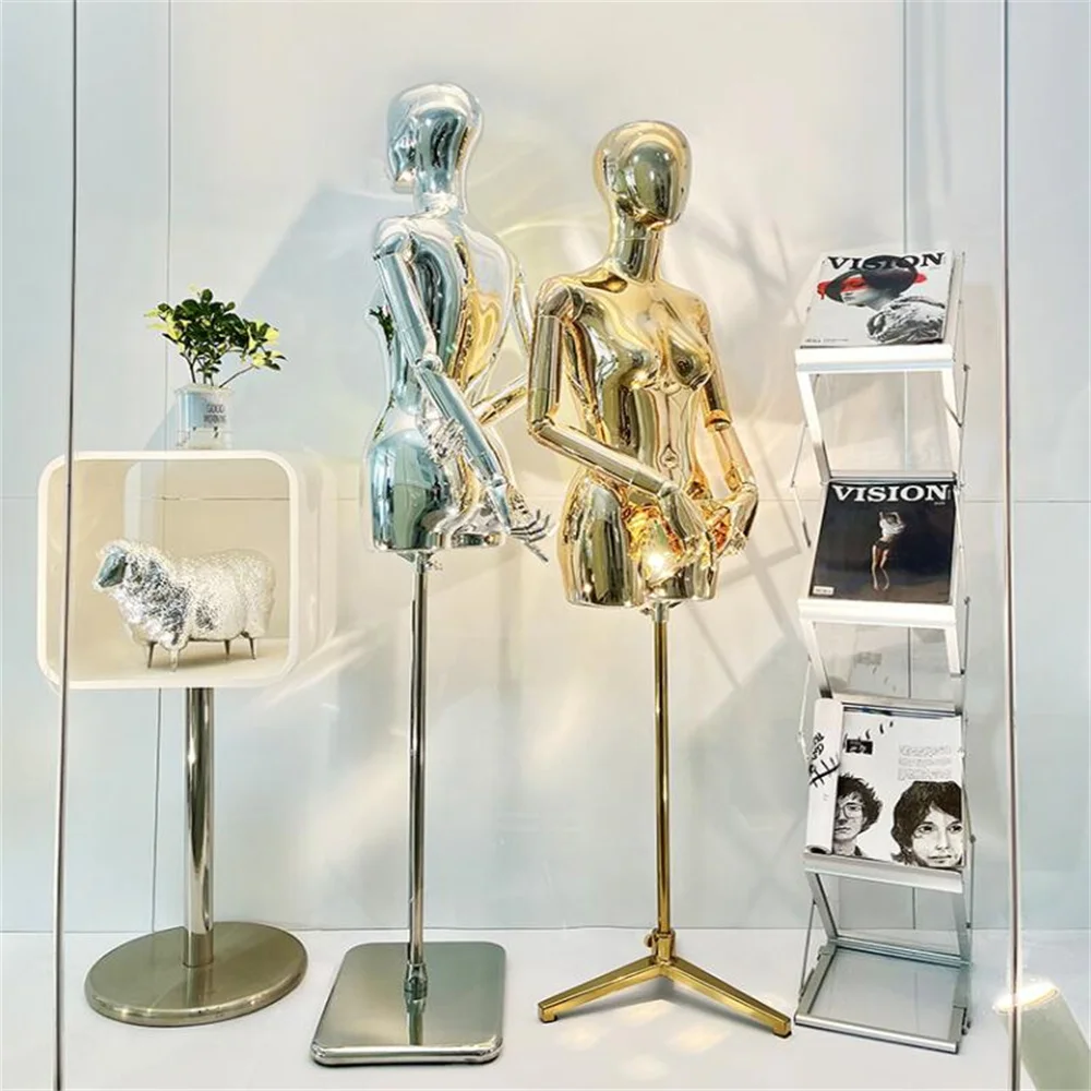 

2023 Whole Body Electroplating Full Female Hand Mannequin Props Women Clothing Store Display Stand Sitting Posture Model E016