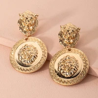 high quality fashion simple ladies animal lion head drop earrings vintage alloy geometric earrings vintage jewelry accessories