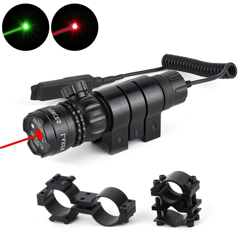 

Tactical Rifle Scope Laser Sight Green/Red 532nm 650nm Hunting Dot with 11mm/20mm Picatinny Mount Adapter Remote Pressure Switch