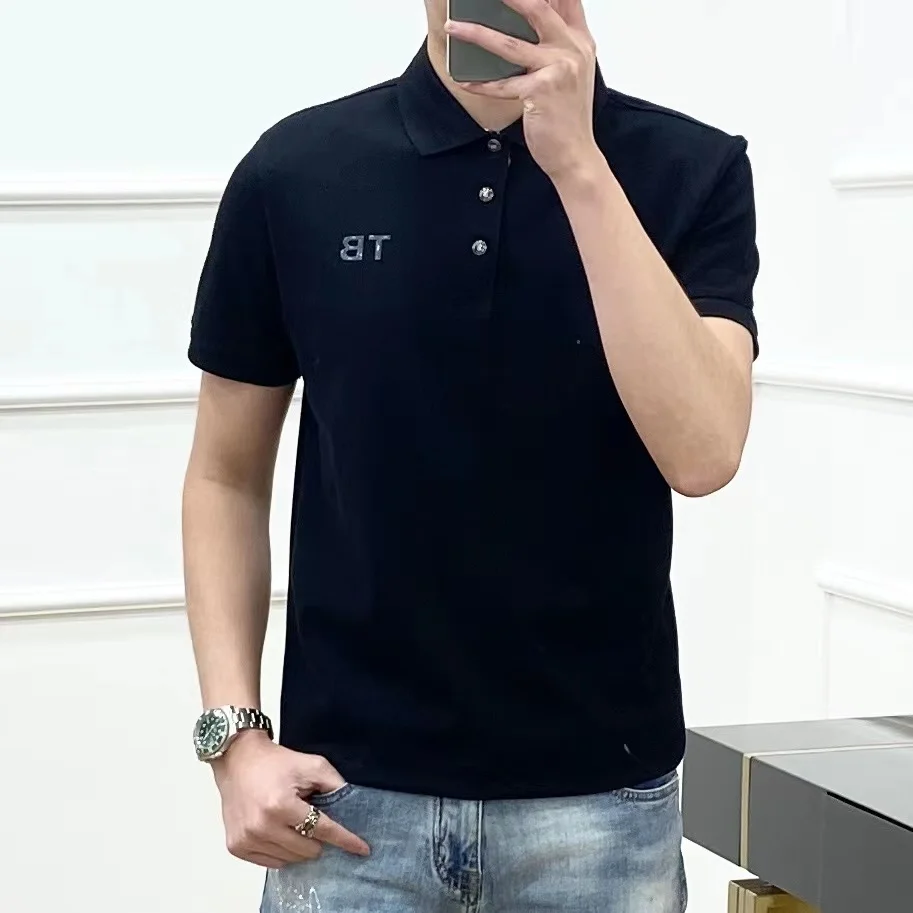 

Men's classic imported double mercerized cotton Polo short - sleeved shirt quality soft cold anti - wrinkle anti - antibacterial