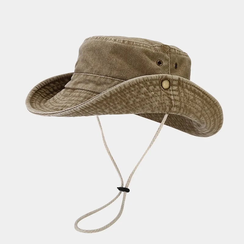 

Summer Men Bucket Hat Outdoor UV Protection Wide Brim Panama Safari Hunting Hiking Hat Mesh Fisherman Hat Beach Sunscreen Cap