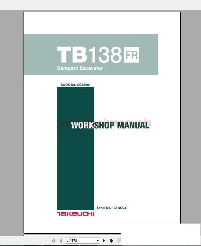 

Takeuchi Full Set Service Training, Service Manual, Operator, Part Manual