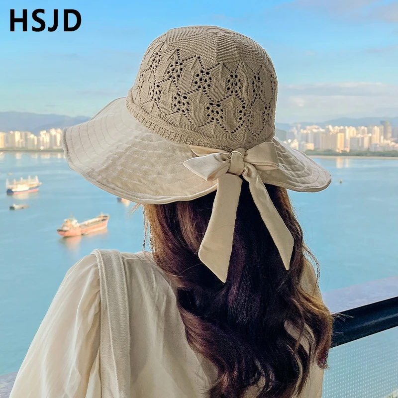 Летняя женская вязаная Солнцезащитная шляпа ручной работы с мягким верхом