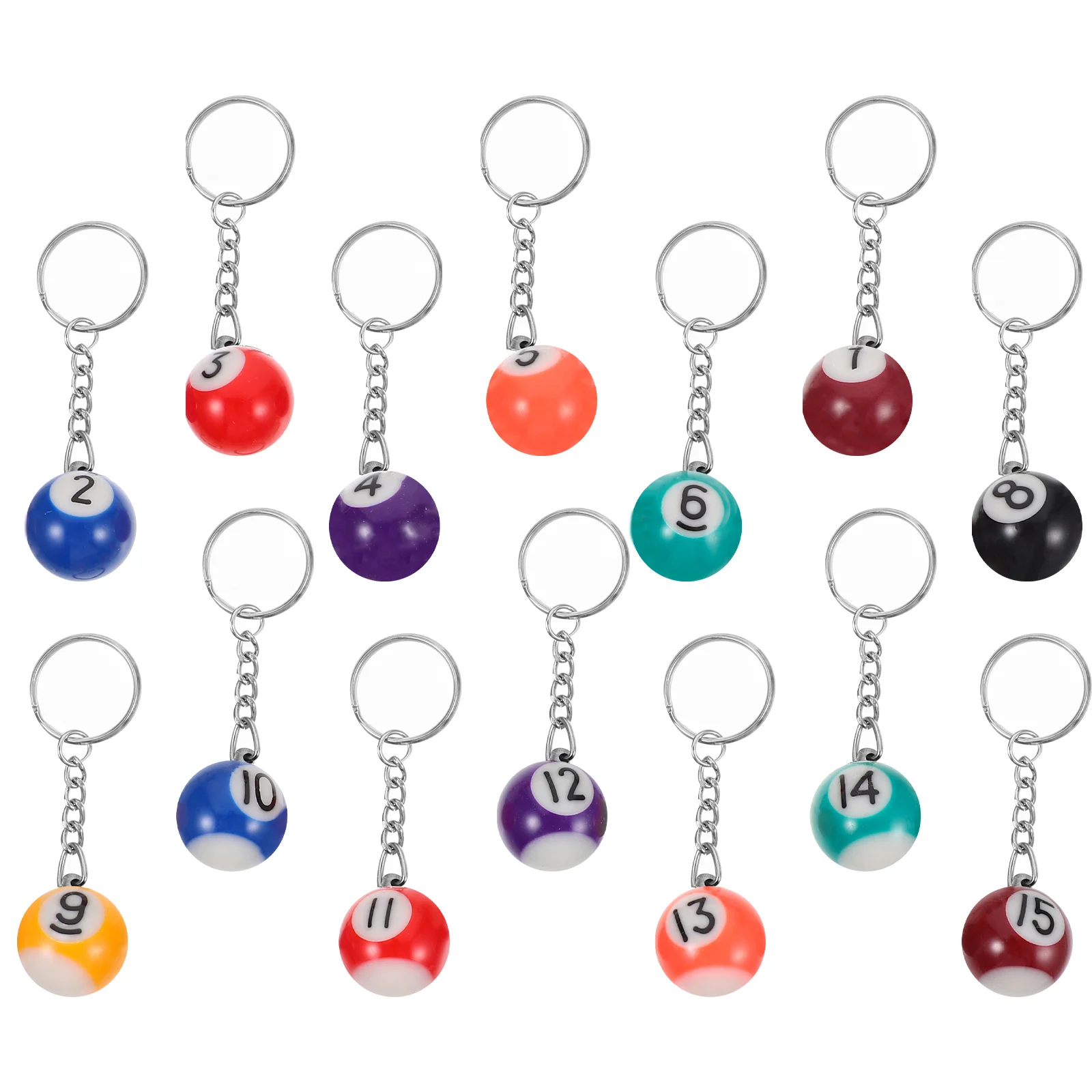 

16 Pcs Billiards Keychain Small Keychains Ornaments Novelty Ball Pendants Keyring Charms Lucky Delicate Personalized Gifts