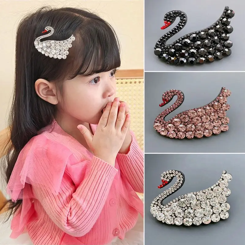 

1PC New Cute Princess Water Diamond Swan Girls Hairpins Children Headwear Hairgrip BB Hair Clips Barrettes Hair Accessories