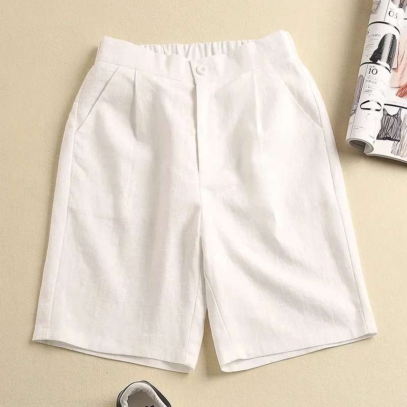 

2023Casual shorts, Board Shorts Cotton And Linen Female Loose Size Summer New Korean Version Of Thin Section High Waist Casual