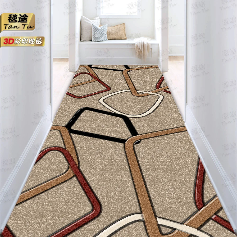 

Retro Long Corridor Carpet Runner Hallway Long Rug Customizable Hotel Decoration Stair Carpet Aisle Non-slip Floor Mat Luxury
