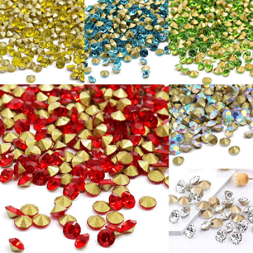 

SS3-SS28 big bag Pointed Bottom Rhinestone Colored Round Glass Diamond Mobile Phone Accessories DIY Handmade Jewelry Accessorie