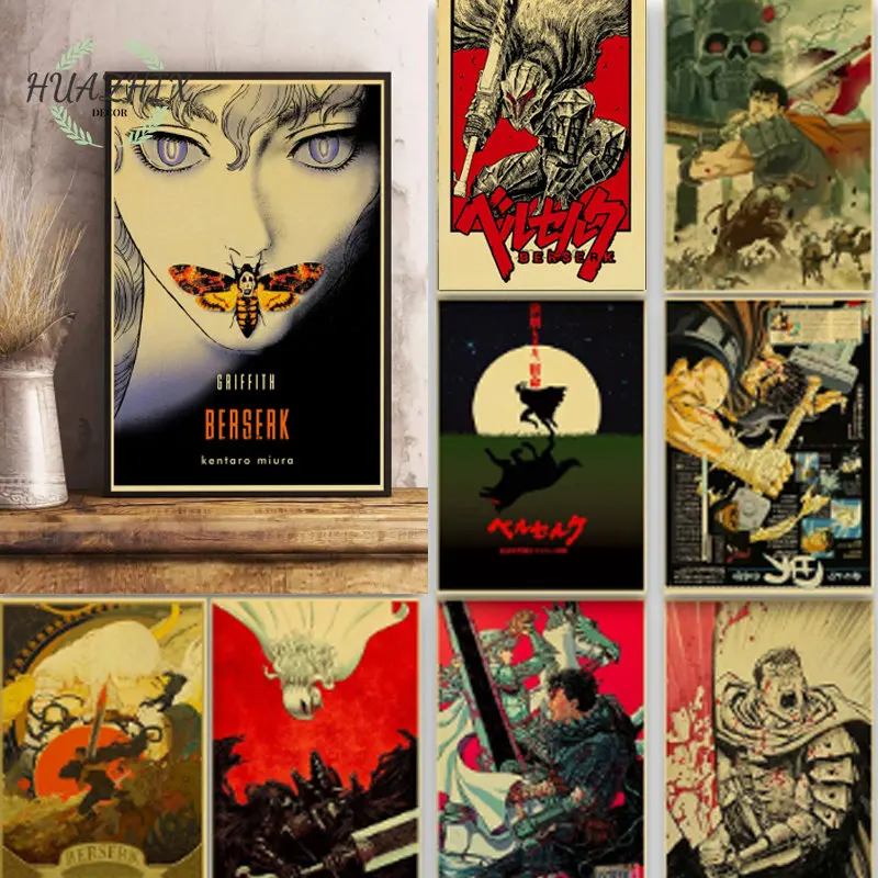 

Japanese Art Kraft Paper Retro Poster Home Room Decor Modern Anime Figure Bedroom Living Room Decorative Prints Wall Painting