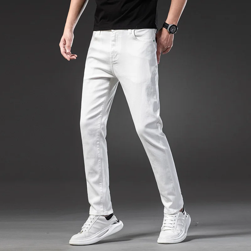 Streetwear Men 2022 New White Thick Straight Jeans Self-cultivation Vintage Versatile Large Pencil Pants Women Autumn and Winter