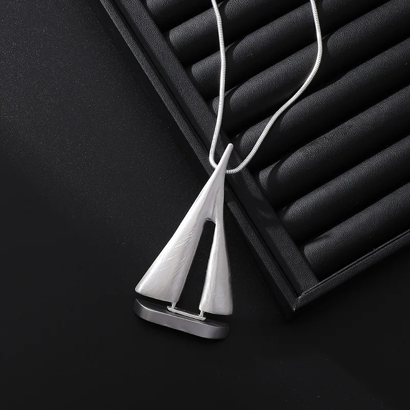 Ожерелье с подвеской в виде лодки или яхты серебристое ожерелье лодкой подвеска