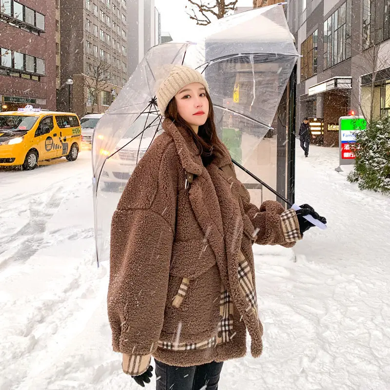 Womens Winter Clothing Jackets Lamb Wool Coat Super Hot Coats New Loose Thickened Woolen Overcoat