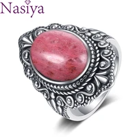 natural rhodochrosite rings womens silver jewelry ring wholesale high quality gifts vintage fine wedding ring
