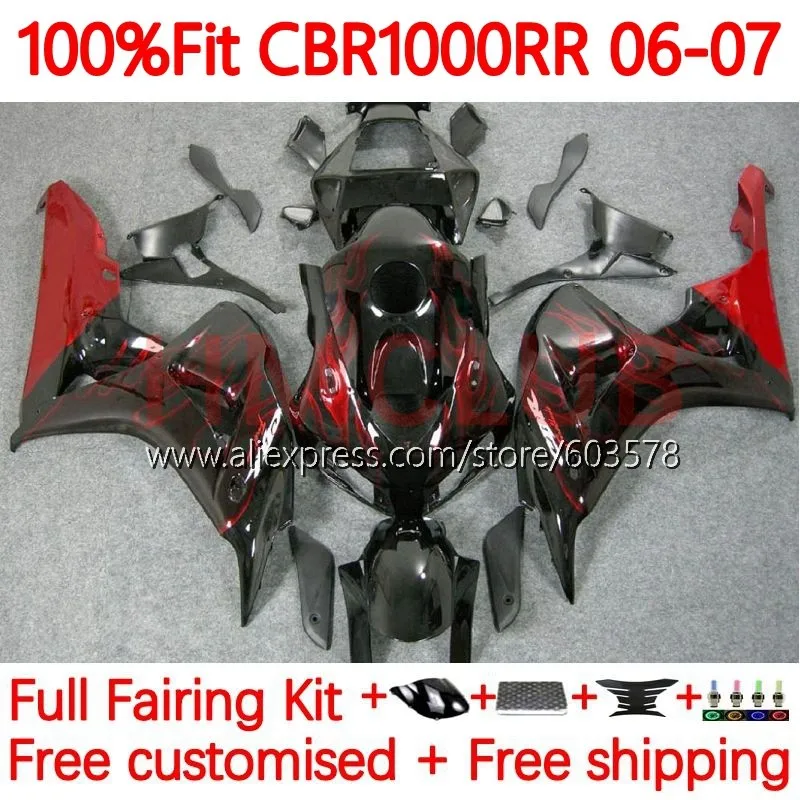 

Корпус инжектора для HONDA CBR 1000 RR CC 1000RR 1000CC CBR1000RR 2006 2007 CBR1000 RR 06 07 обтекатель red Flame OEM Kit 114No.22