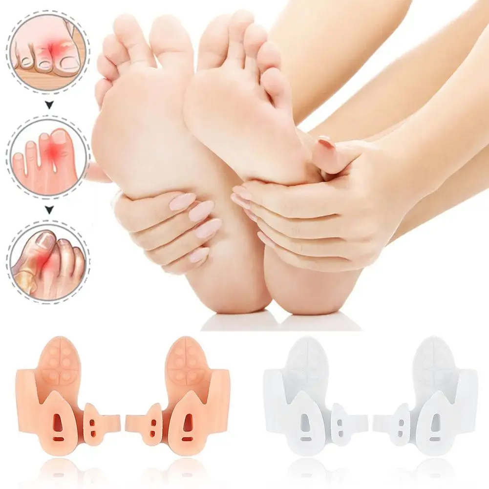 

1Pair Soft Toe Protector 3 Holes Silicone Bunion Corrector Care Tools Spreader Separator Valgus Foot Cushion Thumb Forefoot I5S7