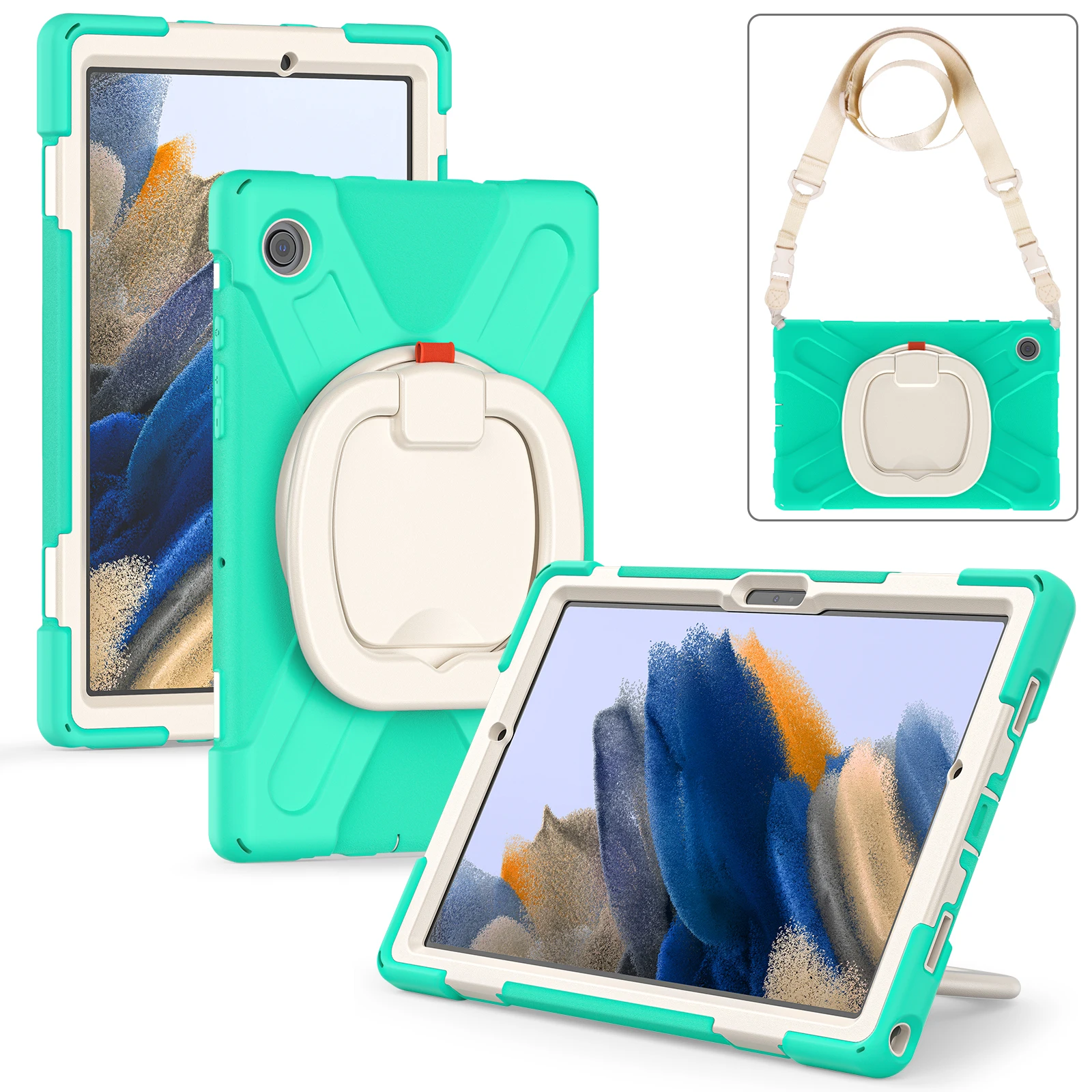 Фото Универсальный бронированный чехол для Samsung Galaxy A8 10,5 2022 2021 SM-X200 SM-X205 SM-X207, вращающийся на 360 градусов чехол-подставка с плечевым ремнем №1