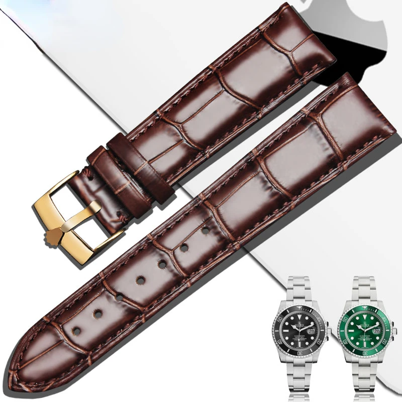 Enlarge Generic leather watch bands for Rolex Yacht-Master watch with Daytona black and green water ghost log-type  bracelet male 20mm