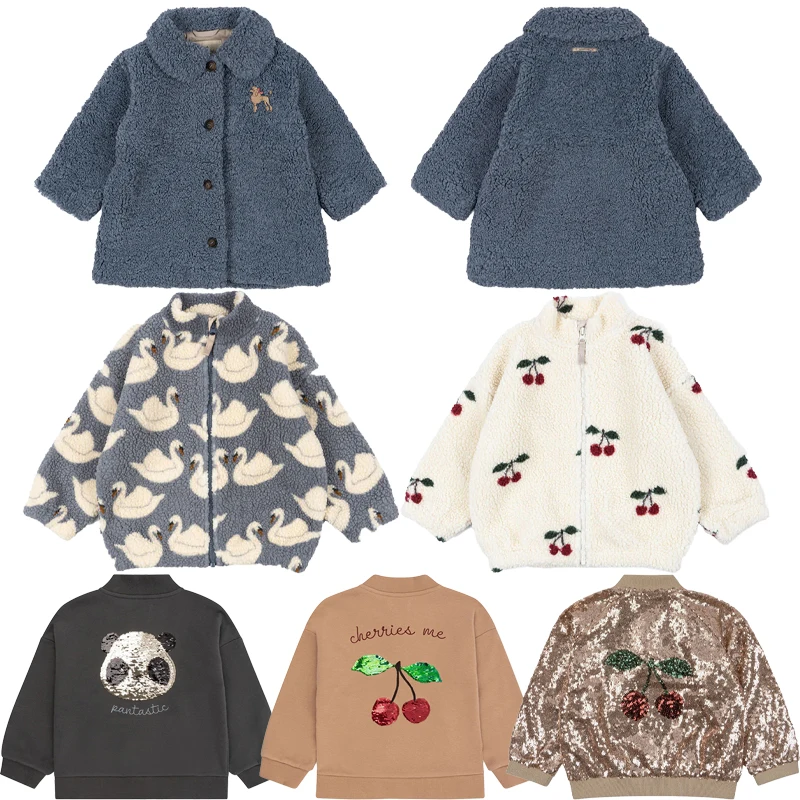 Осенне-зимнее пальто из овечьей шерсти с блестками для девочек и мальчиков