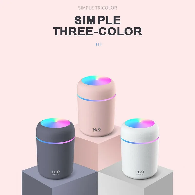

1pcs Portable 300ml Electric Air Humidifier Aroma Oil Diffuser USB Cool Mist Sprayer With Colorful Night Light For Home Car