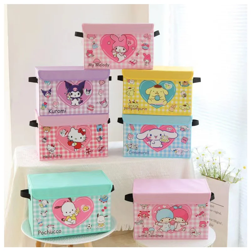 

Kawaii Anime Sanrioed Series Large Capacity Toys Storage Box Cartoon My Melody Kuromi Hellokittys Cute Foldable Sundries Box