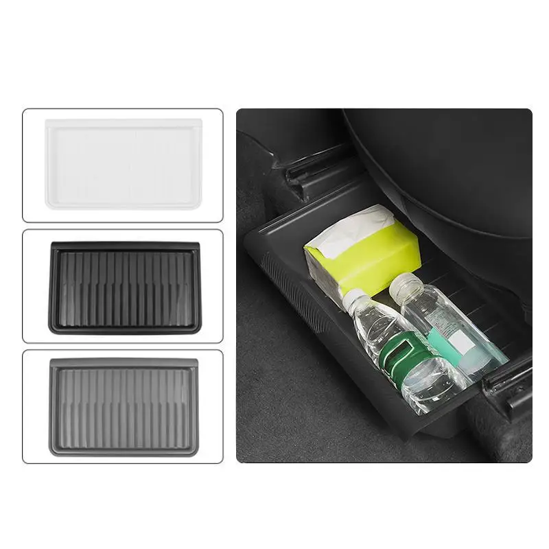 

Автомобильный контейнер для хранения на нижнем сиденье, многофункциональный автомобильный бокс большой емкости для хранения, совместим с Tesla Model Y/3, для хранения порядка