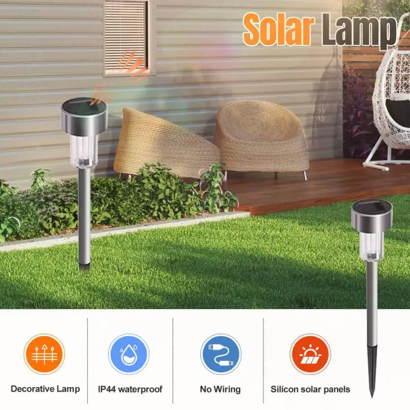 

5/10/15/20pcs Outdoor Solar Lawn Floor Lamp Stainless Steel Solar Garden Decorative Lamp Outdoor Garden Street Night Light Decor