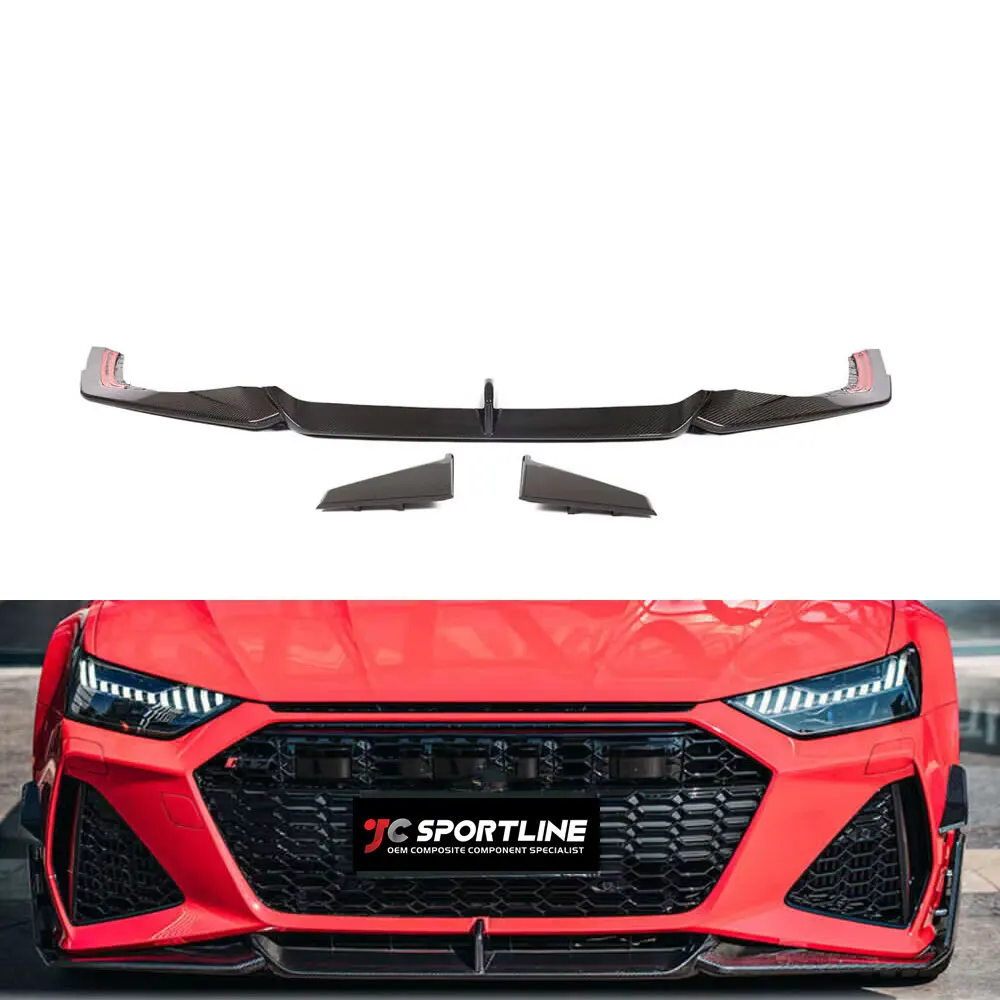 Фото Спойлер переднего бампера из карбона Prepreg для Audi RS7 C8 Sportback 4-дверный 2020-2021 №1