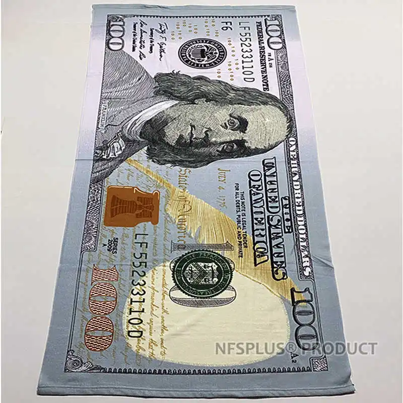 Пляжное полотенце из микрофибры 70x140 см 100 500 евро доллар Флаг США Великобритания