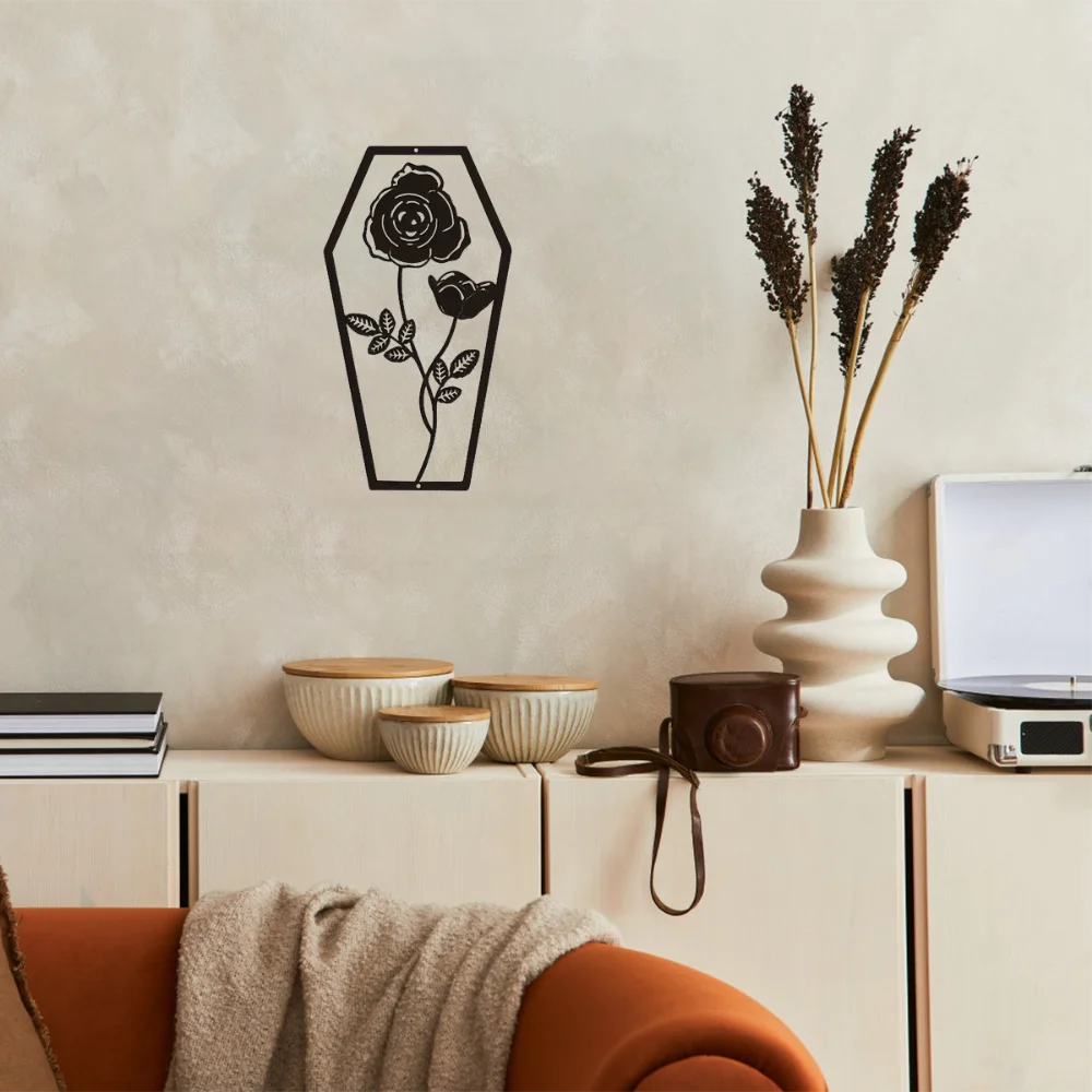 Металлическая Роза Гроб Настенное Искусство Стиль Горгульи Украшение На