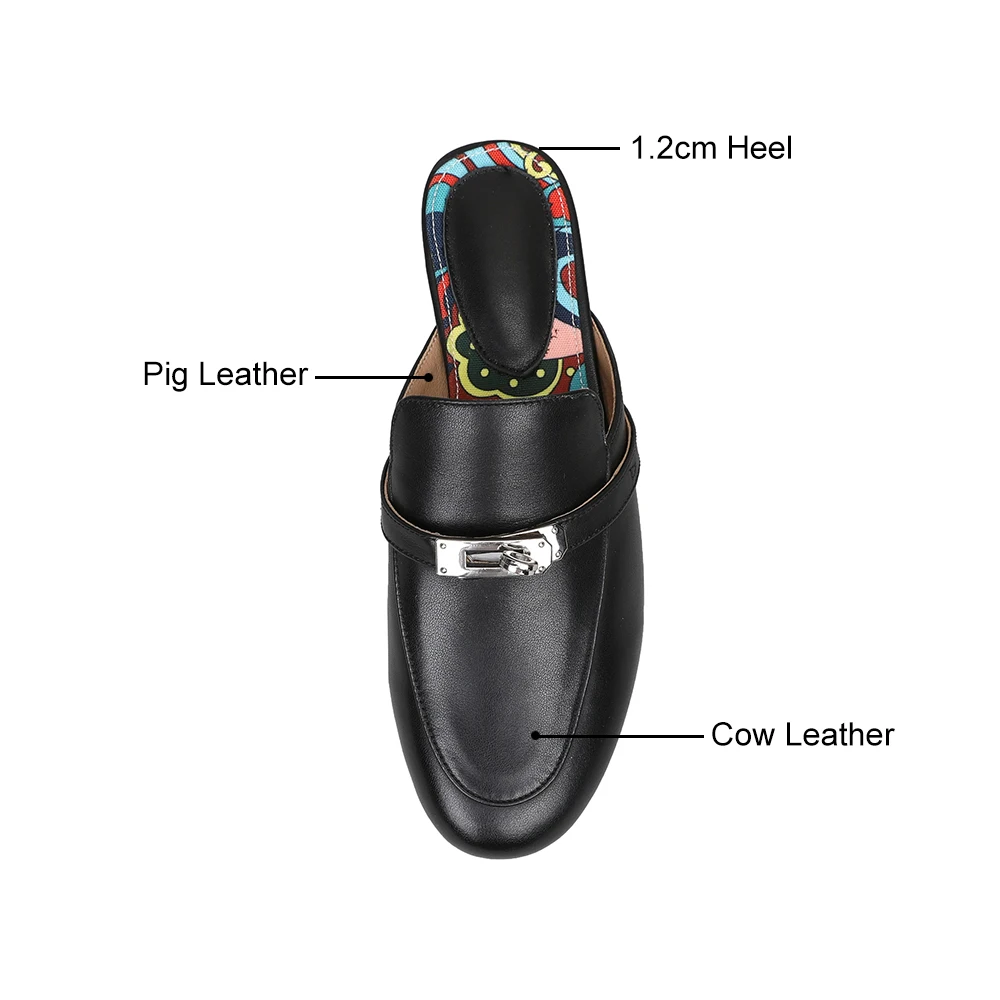 Slippers Women Casual Shoes Cowhide Outside sandalias Slip on Slingback Mules Basic Style zapatos mujer primavera verano 2022