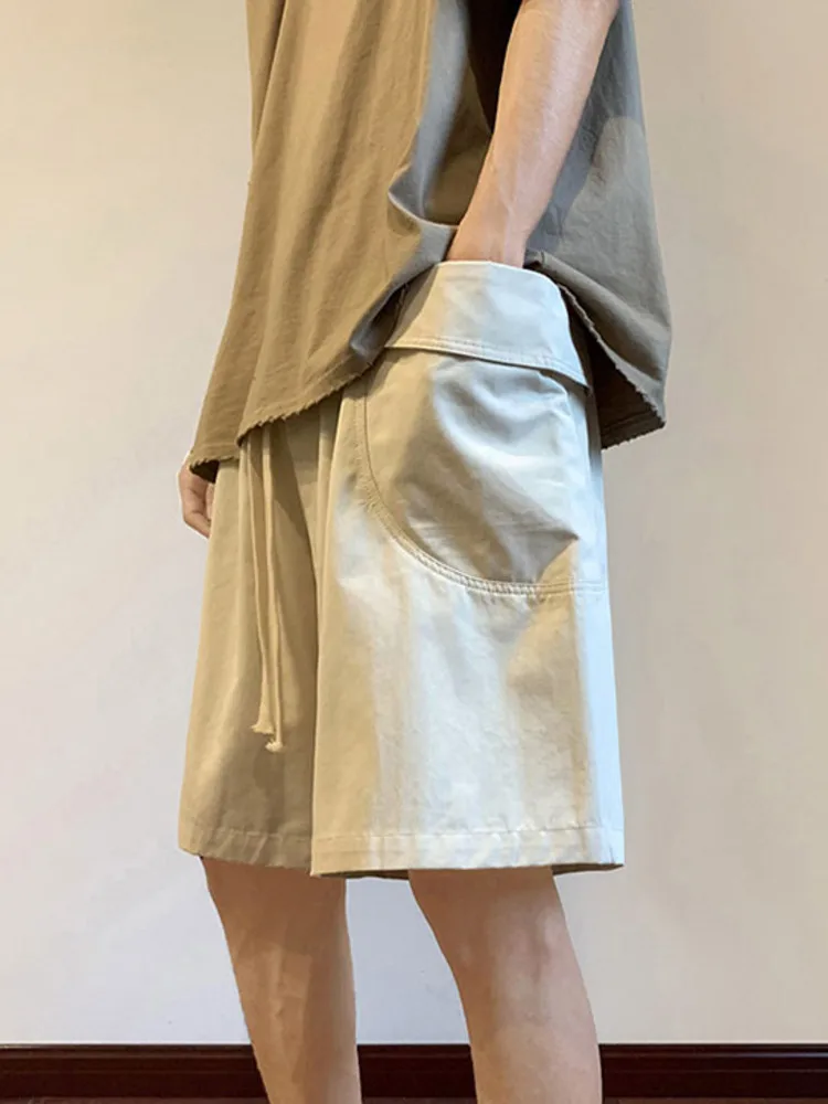 

SYUHGFA High Street 2022 Summer Men's Shorts Capri Casual Big Pockets Fashion Male Short Pants Straight Leg Knee Length Trousers