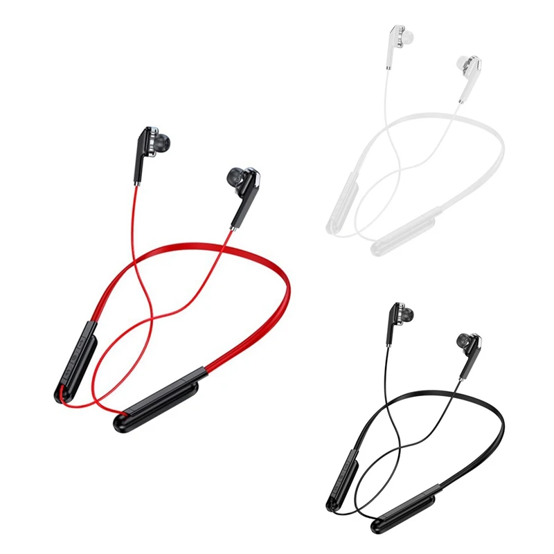 

Беспроводные наушники Bluetooth 5,0, Шейная гарнитура, стереонаушники, спортивные наушники-вкладыши, гарнитура с 4 динамиками, спортивные водонеп...