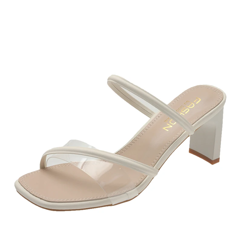 

2023 Spring Summer New Women Shoes Side Band Design Feeling Fine High Heeled Genuine Leather Fashion Women Sandals