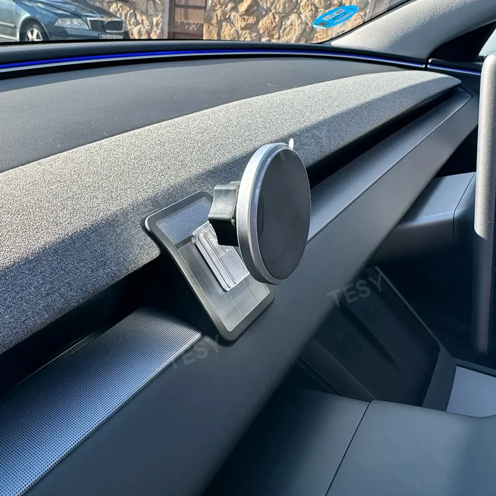 Фото Для Tesla Model Y Launch 2025 Model 3 Highland 2024 Держатель для телефона Магнитное крепление для iPhone Беспроводное зарядное устройство Быстрая зарядка 15 Вт №5