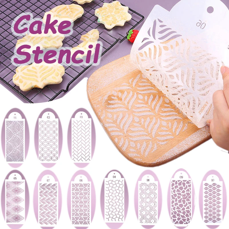 

New Fondant Cake Stencil Mesh Stamps Stencils Embossing PET Spray Mold for Decorating Tool Cookies Chocolate Painting Pastry