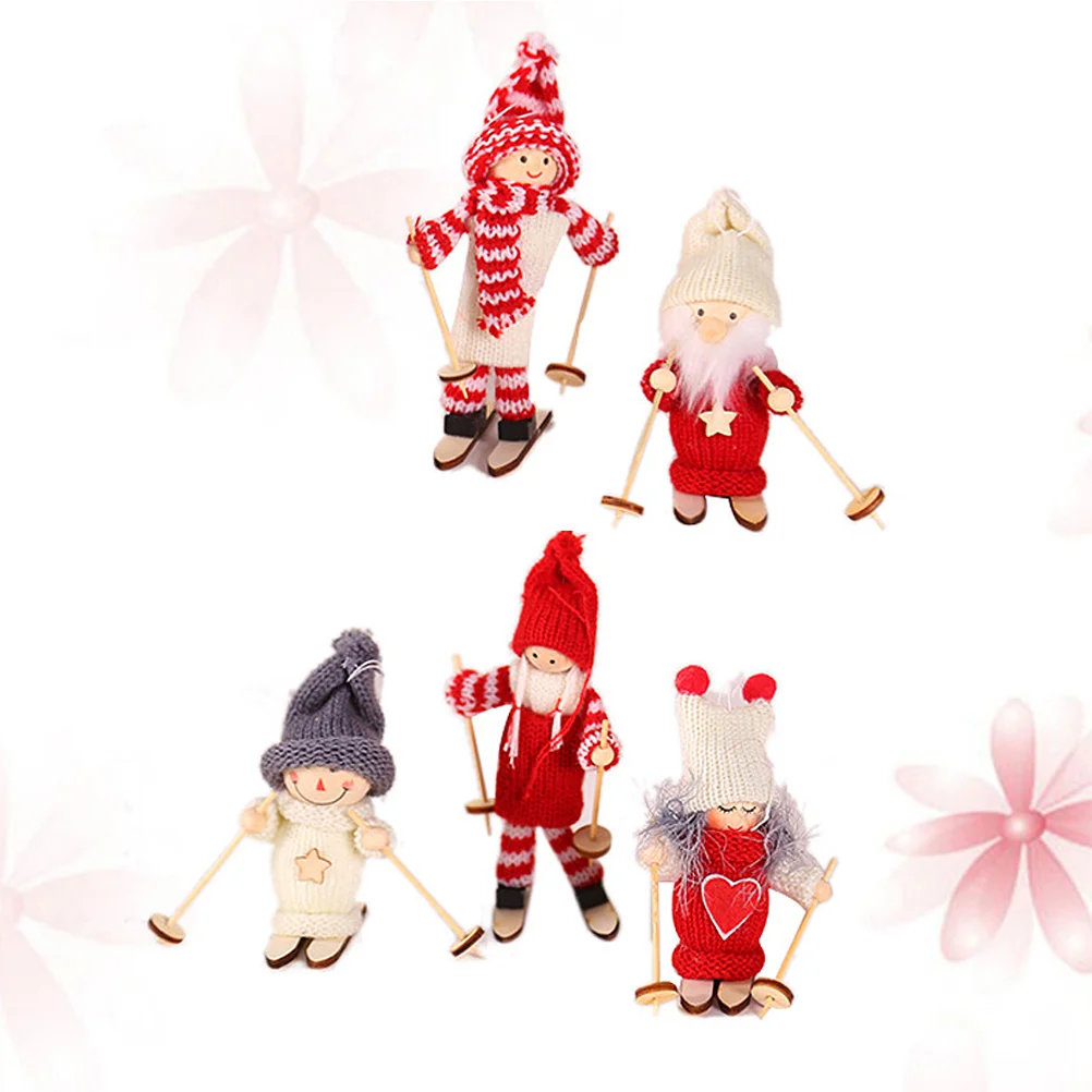 

Christmas Decorornaments Woodtree Hanging Santa Wooden Decoration Ornament Ski Figurine Toy Plush Carving Decorations Gift Props
