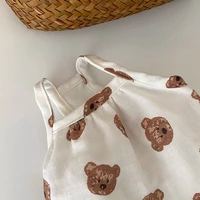 white pet vest summer dog clothes bear print puppy sling teddy cartoon clothes softer than bear home clothes
