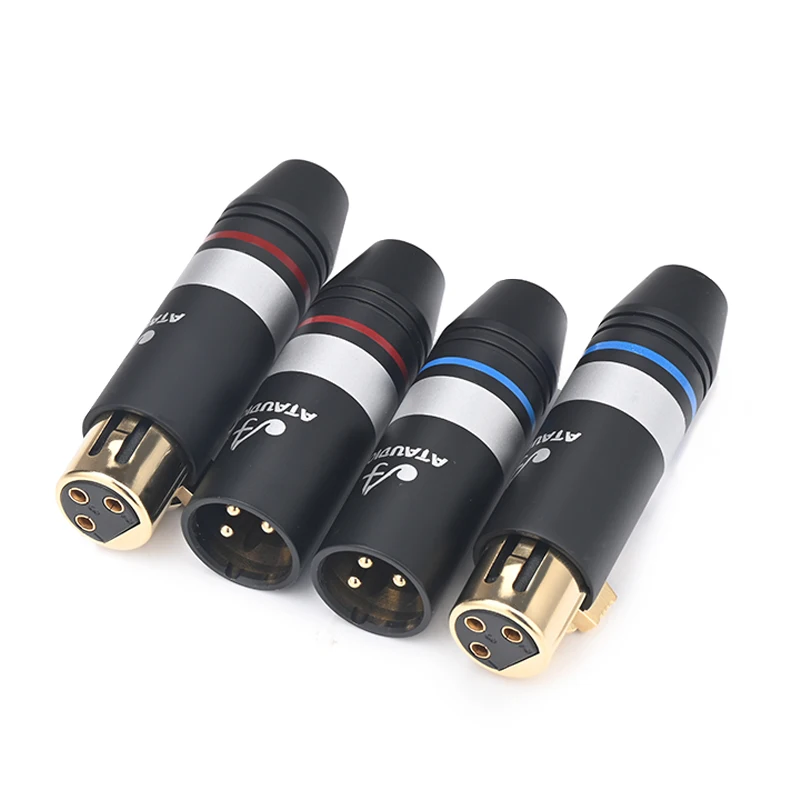 Hi-Fi 3Pin XLR штекер/гнездо аудиоразъем позолоченный 2 шт