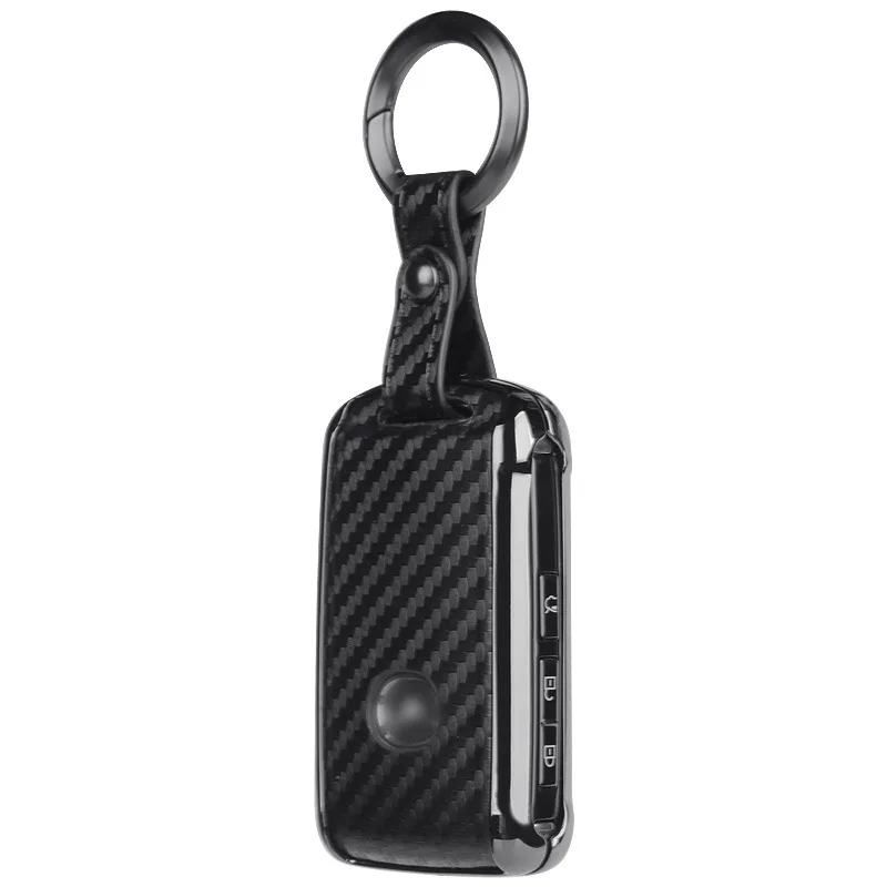 

Car Galvanzed Alloy&Leather Key Chain Holder Case Cover For For Mazda 3 Alexa CX4 CX5 CX8 2019 2020 3Button Smart Remote Key