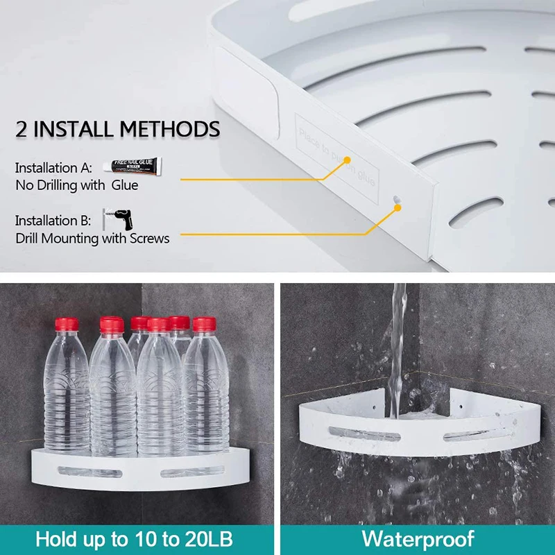 Полки для ванной комнаты держатель угловая полка с крючками настенный