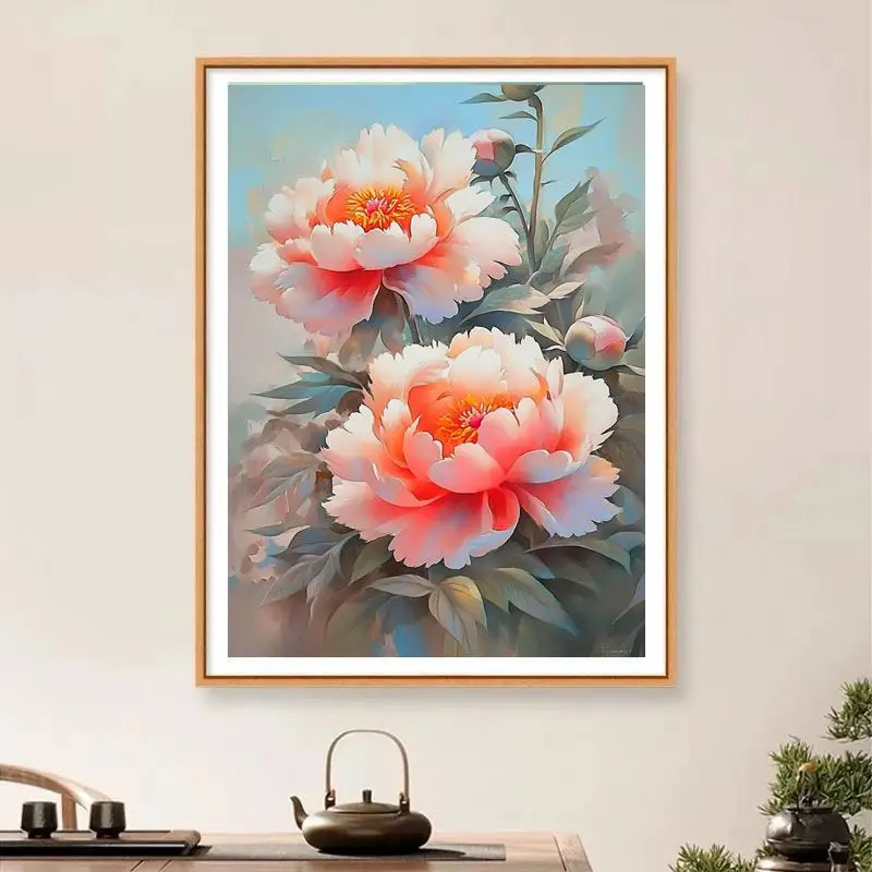 Наборы для вышивки пионами 11CT 9CT в китайском стиле