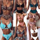 2022 сексуальный женский комплект бикини с высокой талией, кольцо леопард, купальник из двух частей, бикини, черные купальники с подкладкой, купальник, пляжная одежда