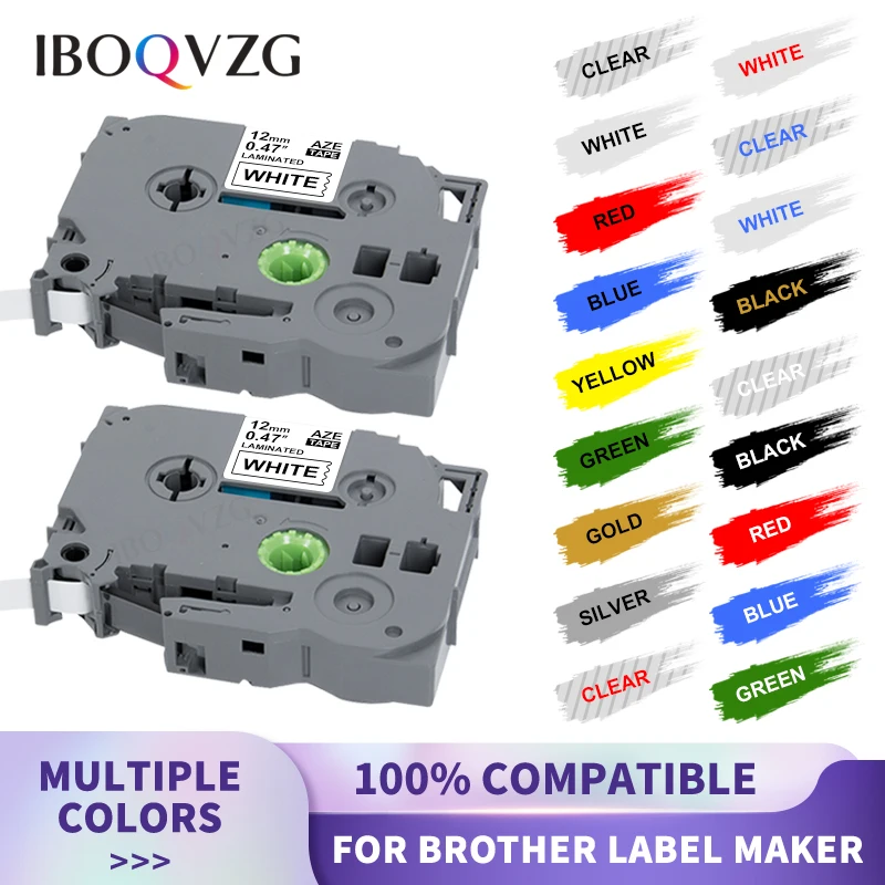 

IBOQVZG Compatible for brother 12mm laminated label tape tze231 tze 231 tze-231 tz231 tz-231 131 631 335 for brother label maker