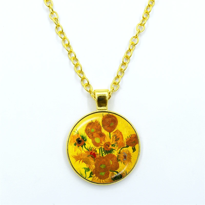 Новый классический кулон Звездная ночь Ван Гог ожерелье стеклянная