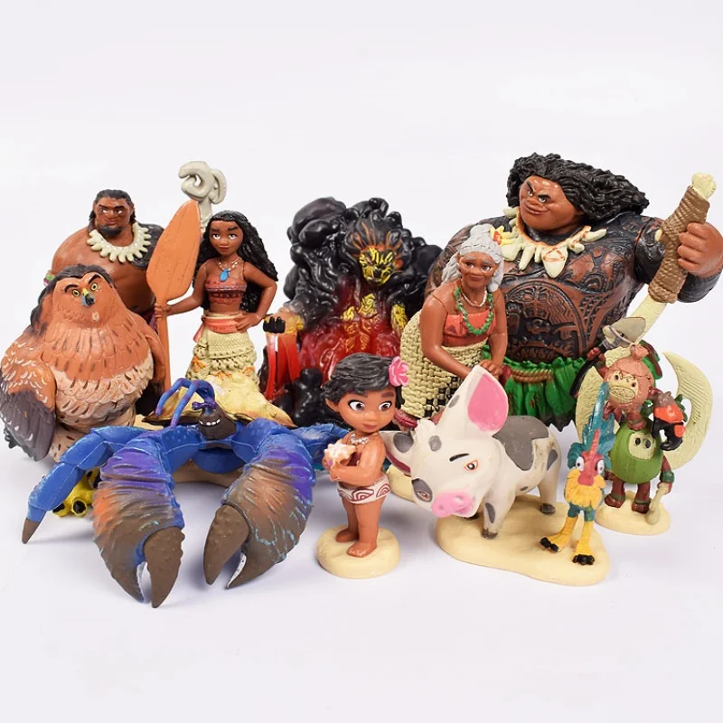 Набор из 5/10 шт. фигурка Моаны фильма Диснея модель куклы Demigod Maui Moana Waialiki Heihei