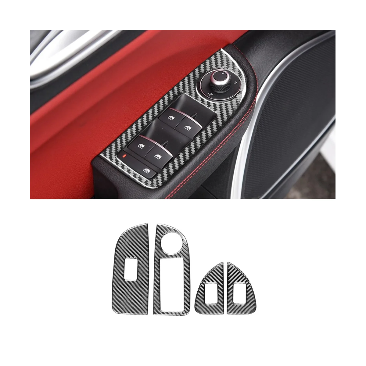 

Для Alfa Romeo Giulia 2015-2023 панель переключателя управления дверью и окном автомобиля из углеродного волокна крышка отделка стикер аксессуары