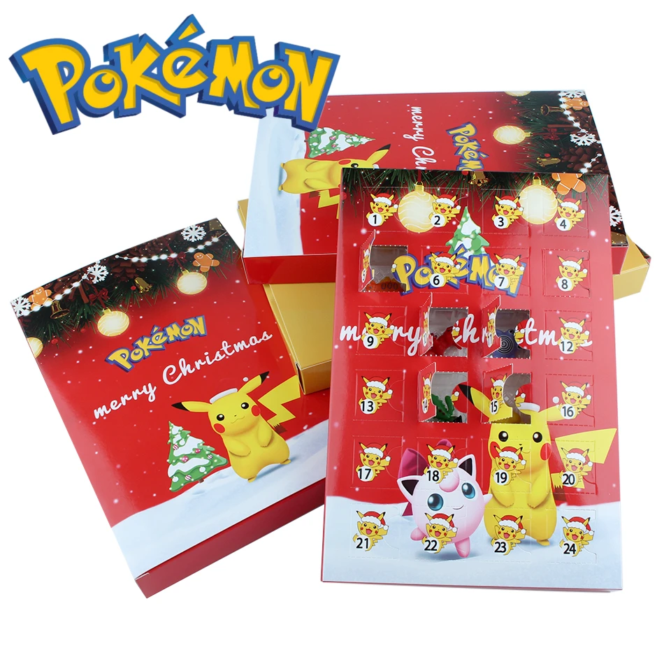 

2022 год, Покемон, Рождество, календарь, коробка, 24 шт., мультяшный персонаж, Kawai Pikachu, игрушки для мальчиков и девочек, подарки на Рождество