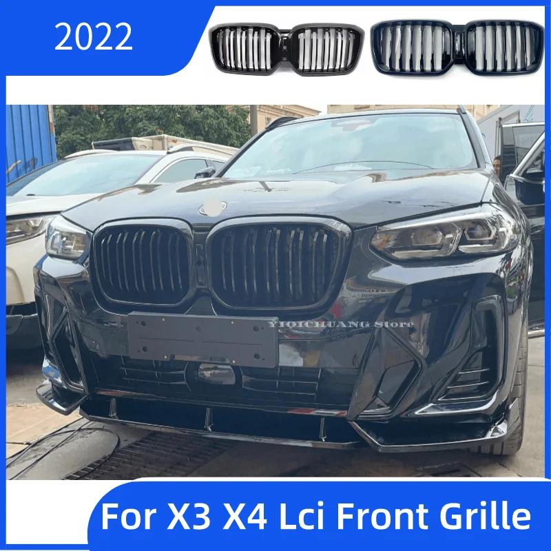 

Передняя решетка радиатора для BMW X3 X4 LCI 2022 G01 G02 Lci ABS двойные планки одна линия двойная линия передний бампер Гриль